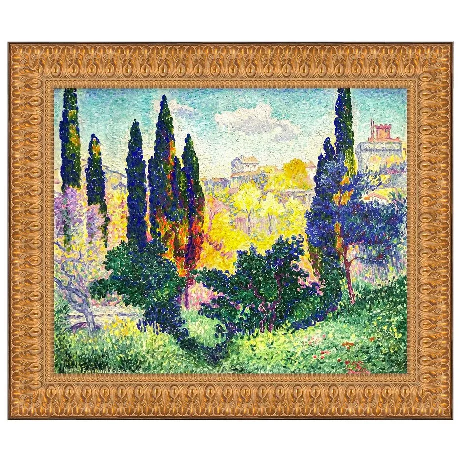 Cypresses at Cagnes Framed Canvas Replica Painting: Large