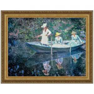 In the Norwegian Boat at Giverny Framed Canvas Replica Painting: Grande