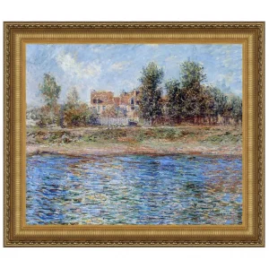La Berge De La Seine Framed Canvas Replica Painting: Large