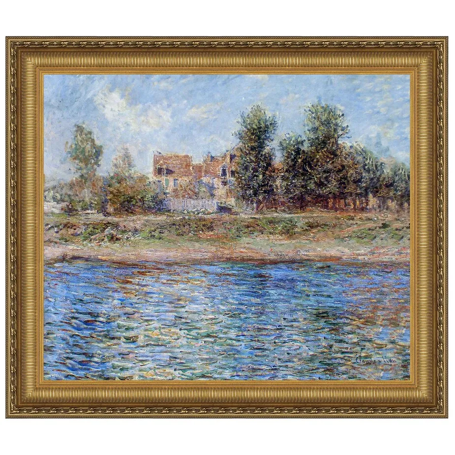 La Berge De La Seine Framed Canvas Replica Painting: Large