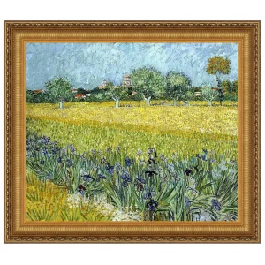 Field with Flowers near Arles Framed Canvas Replica Painting: Small