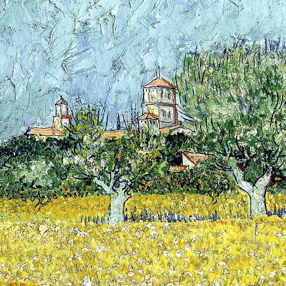 Field with Flowers near Arles Framed Canvas Replica Painting: Medium