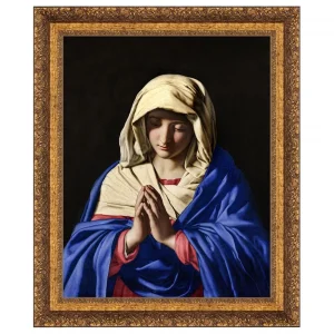 Virgin in Prayer Framed Canvas Replica Painting: Small