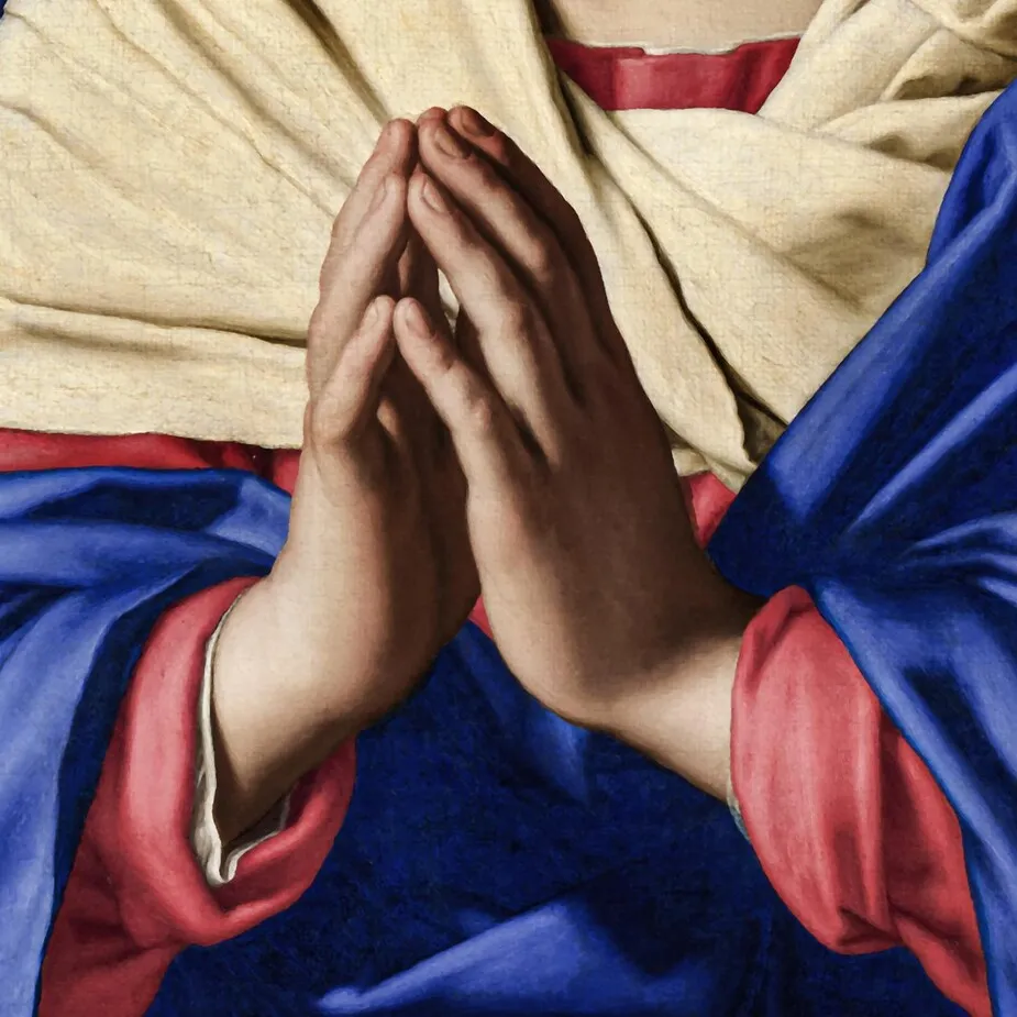 Virgin in Prayer Framed Canvas Replica Painting: Grande