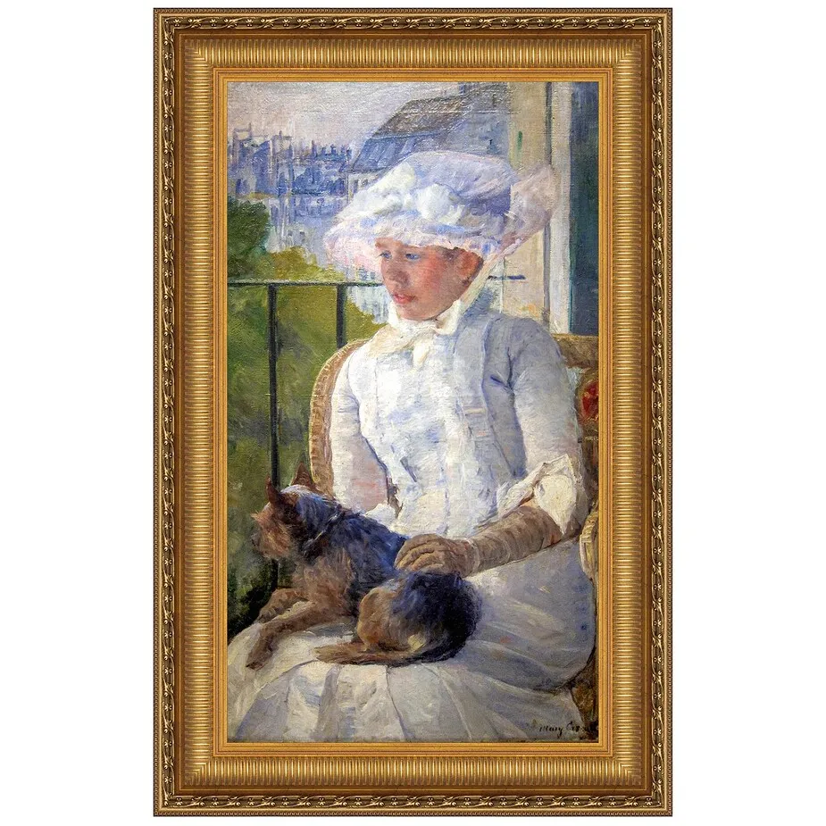 Young Girl at Window Framed Canvas Replica Painting: Large