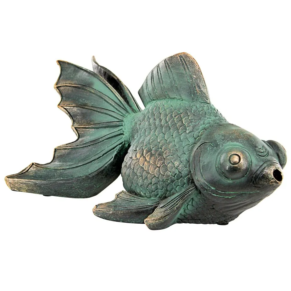 Butterfly Asian Koi Fish Spitter Piped Statue