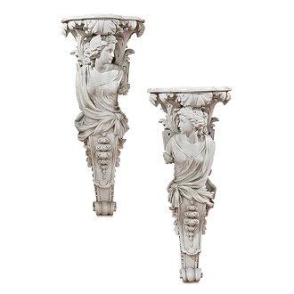 French Baroque Caryatid Wall Sculptures: Set of Two