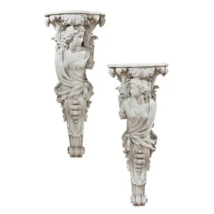 French Baroque Caryatid Wall Sculptures: Set of Two
