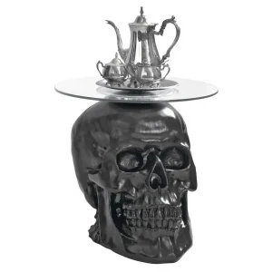Lost Souls Gothic Skull Glass-Topped Table: Black