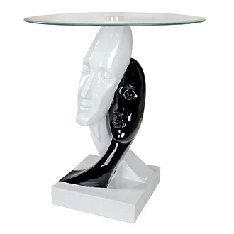 Lovers in Black and White Sculptural Glass-Topped Table