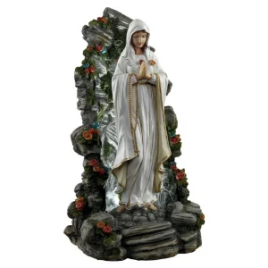 Blessed Virgin Mary Illuminated Garden Grotto Statue