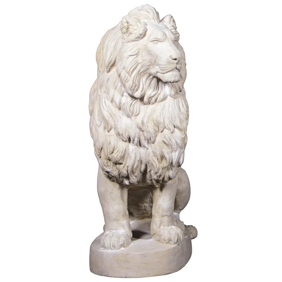 Stately Chateau Lion Sentinel Garden Statue: Right