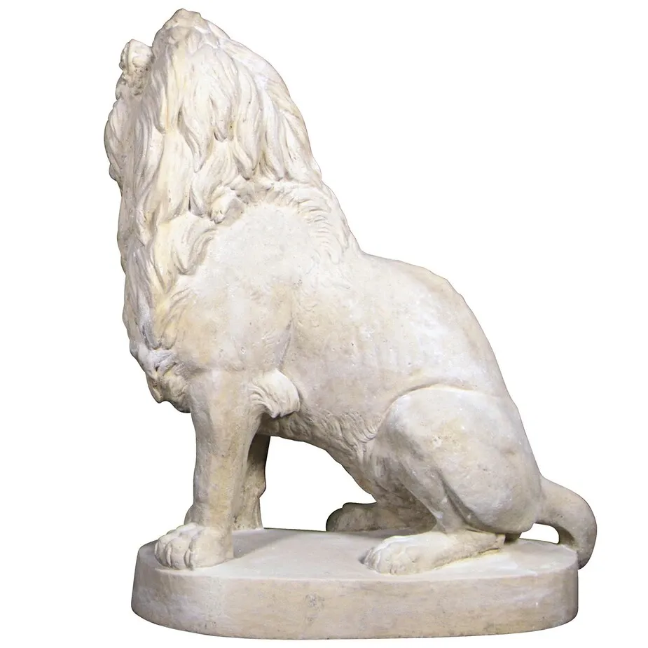 Stately Chateau Lion Sentinel Garden Statue: Left