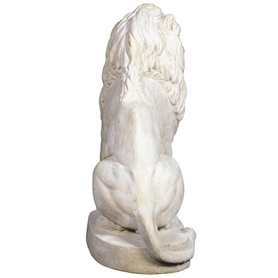 Stately Chateau Lion Sentinel Garden Statue: Left
