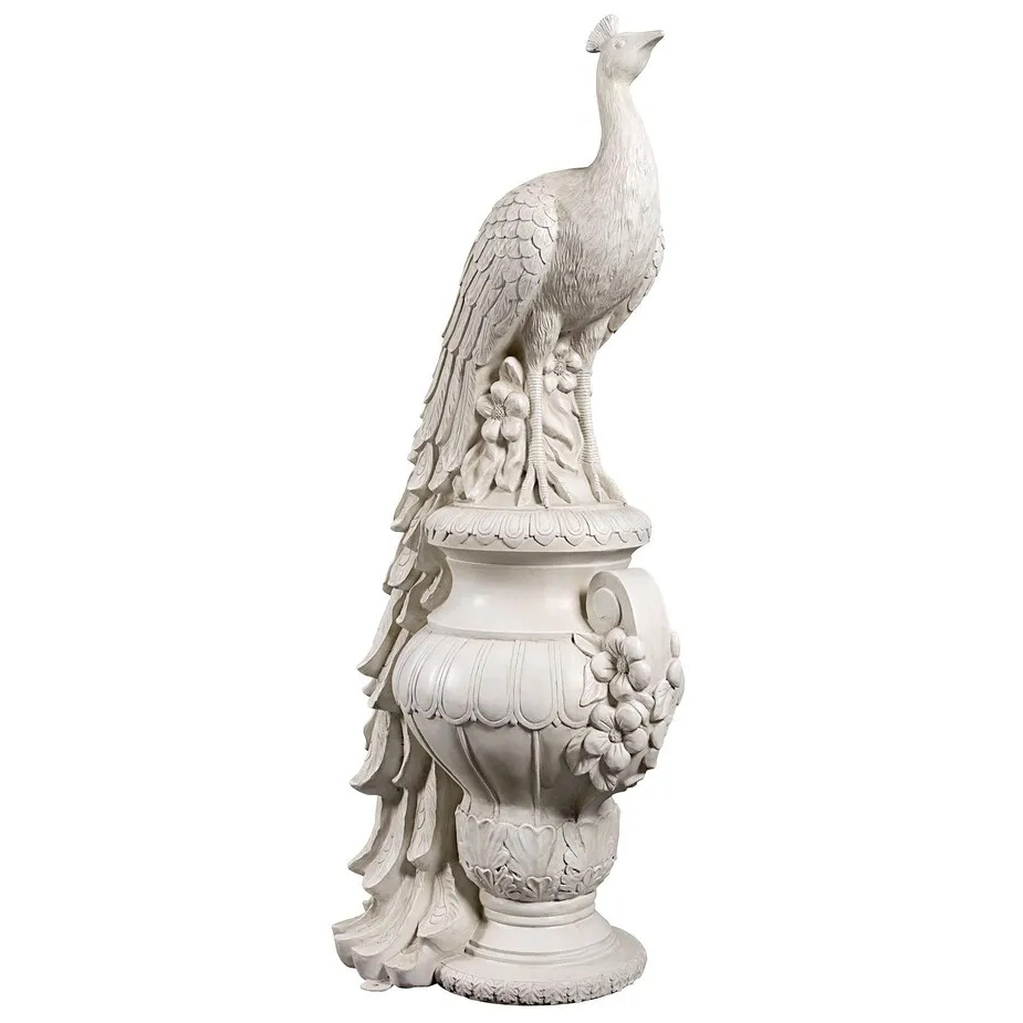 Staverden Castle Peacock on an Urn Garden Statue: Giant