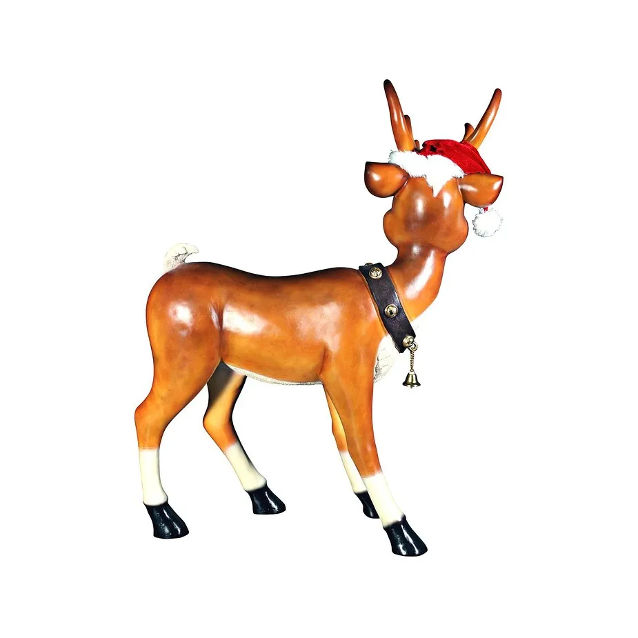 Santa's Red-Nosed Christmas Reindeer Statue: Standing Large