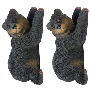Yonva the Climbing Baby Black Bear Cub Tree Hugger Sculptures: Set of Two