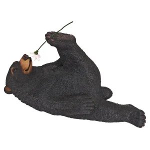 Smell the Flowers Black Bear Garden Statue