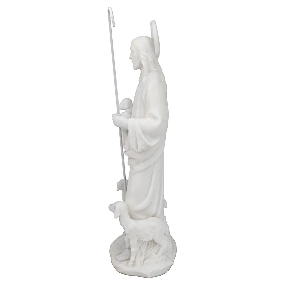 Jesus the Good Shepherd Marble Resin Statue: Desktop