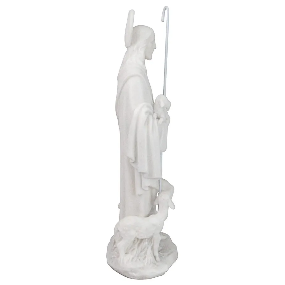 Jesus the Good Shepherd Marble Resin Statue: Desktop