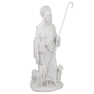 Jesus the Good Shepherd Marble Resin Statue: Desktop