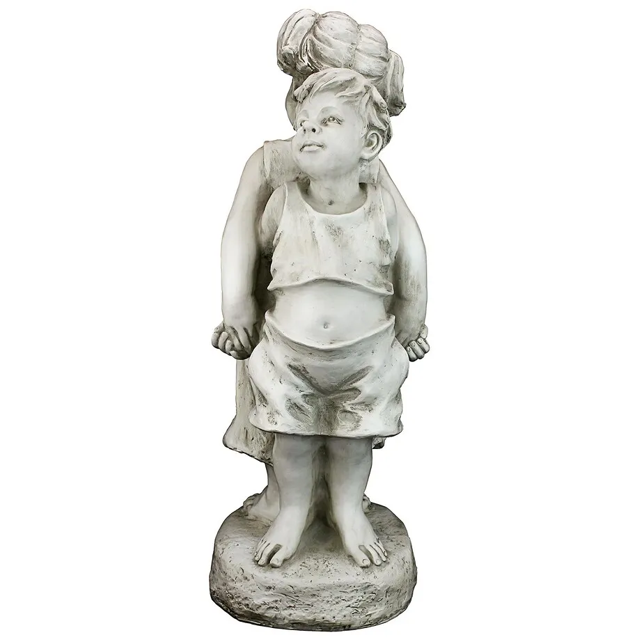 Back to Back Brother and Sister Garden Children Statue