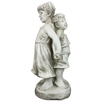 Back to Back Brother and Sister Garden Children Statue