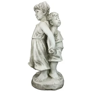 Back to Back Brother and Sister Garden Children Statue