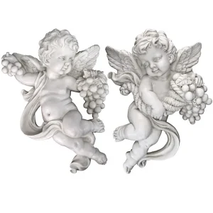 Cherub's Harvest Angel Wall Sculpture Set