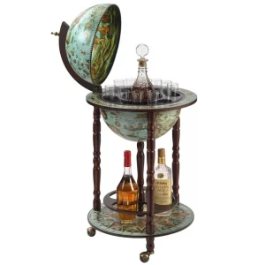 Sixteenth Century Cielo Blue Replica Globe Bar Cabinet
