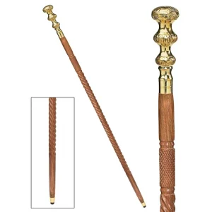 Empress Collection: Brass Capstick Solid Hardwood Walking Stick